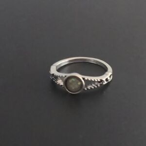 FIRE OPAL BEZEL SET TRIANGULAR QUALITY TITANIUM SILVER NEW SIZE 8 RING